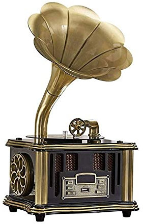 WDWDW Plattenspieler Grammophon Phonograph Plattenspieler Drahtloser Lautsprecher mit Aux-in FM Radio USB Port für Flash Drive Grammophon