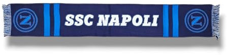 3R Sport SSC Napoli, sciarpa jacquard, prodotto ufficiale 100% acrilico, Azzurro, Bianco, blu