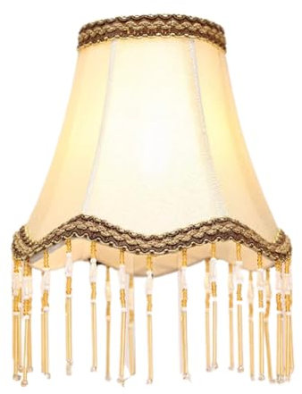 RANJIMA Pantalla de lámpara retro con flecos, pantallas antiguas, E14 vintage, lámpara de escritorio, lámpara de pared, lámpara de pie, pantalla de tela, para salón, dormitorio, decoración