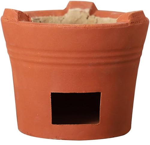 Gvqng Holzkohleofen Aus Rotem Ton, Grillofen Aus Keramik FüR Den AußEnbereich, Grillofen Aus Ton, Heizofen, Multifunktionaler Keramikgrill, Holzbefeuerter Campingkocher,1pcs,Medium