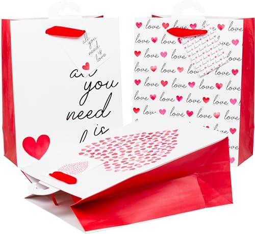 HEKU Premium Geschenktaschen Love, 3 Stück I 23x18x10cm I Edle UV-Lack-Veredelung |Umweltfreundlich & Wiederverwendbar