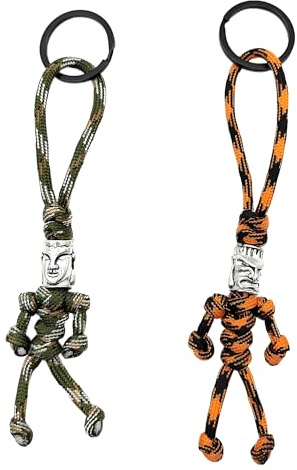 CHENNAN 2 Stück Schlüsselanhänger Lanyard Anhänger Geflochtene ED messer Fallschirm Lanyards Individualität Paracord Schlüsselanhänger Lanyard Seile mit Legierung Schädel Anhänge für Dekorationen (A)