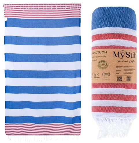MyStilo® XXL Saunahandtuch Hamamtuch - Großes, Weiches Badetuch 100x180cm, Schnelltrocknend - Premium Strandtuch, Beach Towel, Handtuch für Männer, Frauen, Yoga und Fitness (Marineblau)