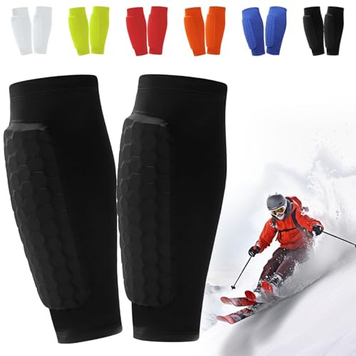 Skiguard Pro, Schienbeinschoner Skifahren, Shin Protector Ski, Skiguard Socks, Atmungsaktiv & rutschfest, Anti-Rutsch-Silikonstreifen & 360° Stabilität, Für Heranwachsende & Erwachsene