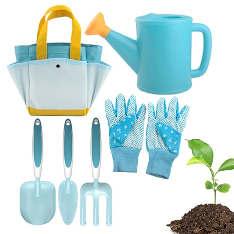 Jeu d'Outils de Jardin pour Enfant | 6 Pièces Arrosoir Éducatif et Ludique | Kit D'Outils De Jardinage | pour Jeu de Rôle : Creuser, Arroser, Grimper, Planter et Fleurs et Légumes au
