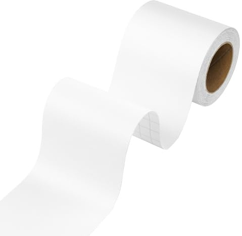 Stickyart Weiß Bordüre Selbstklebend Kinderzimmer 7.6cmX1500cm Tapetenbordüre Selbstklebend Einfarbig Wasserfest Selbstklebende Bordüre Küche Zierleisten Selbstklebende Für Decke Borte Tapete Weiss