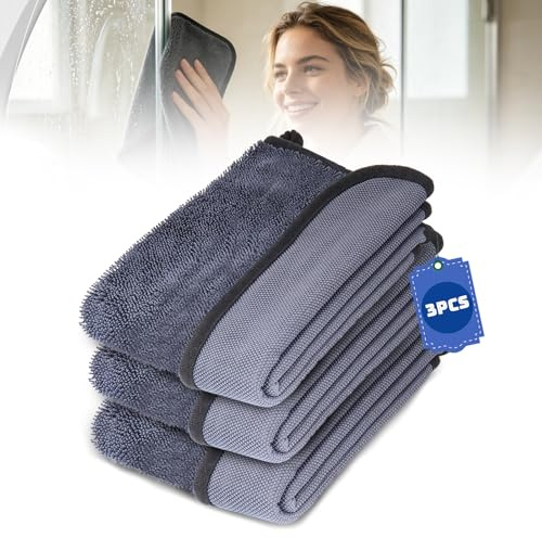 YAGE Magic Cleaning Cloths Pack of 3 Super Absorbent Bathroom Drying Cloth, Reusable and Machine Washable Microfibre Cloth for Kitchen, Cleaning Shower Glass, Car