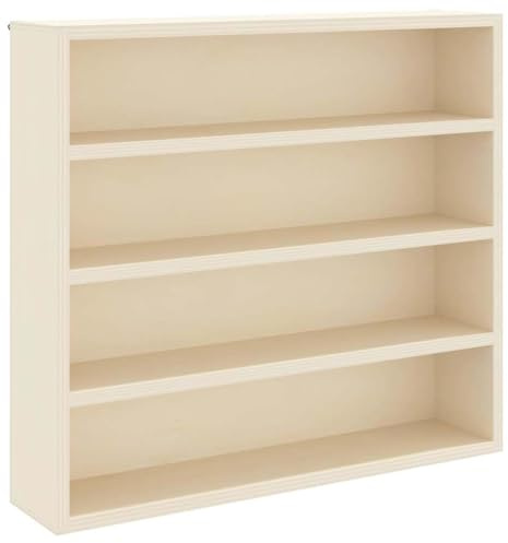 Kaorsrow Wanddisplay Case mit 3 Regalen Beige 40 x 8,5 x 37 cm Schaukasten aus Holzwerkstoff Modernes Wandregal für Sammlerstücke und Deko Setzkasten zur Wandmontage Wohnzimmer Platzsparend