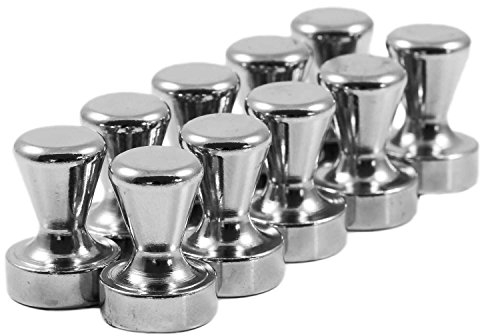 Magnetastico | 10 extra strong & large steel cone magnets with neodymium N42 magnet | 15x21 mm | Magnetic map pins, push-pins, office magnets | For offices, maps, whiteboards, fridge & magnetic boards