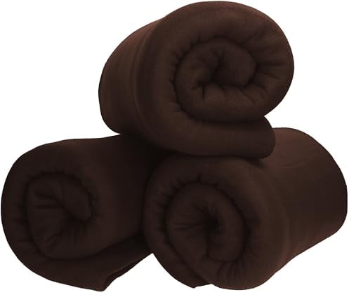 Betz 3 Stück Fleecedecke Kuscheldecke Wohndecke in Größe 130x170 cm Qualität 180 g/m Farbe braun