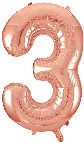 Rose Gold Number 3 Shaped Large Foil Balloon (86cm) 1 Piece - Perfect for Birthday Parties and Special Events
