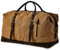 BRASS TACKS Leathercraft Vintage Reisetasche Leder Canvas Weekender Wasserdicht Robust Groß Herren Damen Handgepäck Verstellbar Schultergurt Reißverschluss Metall (Braun)