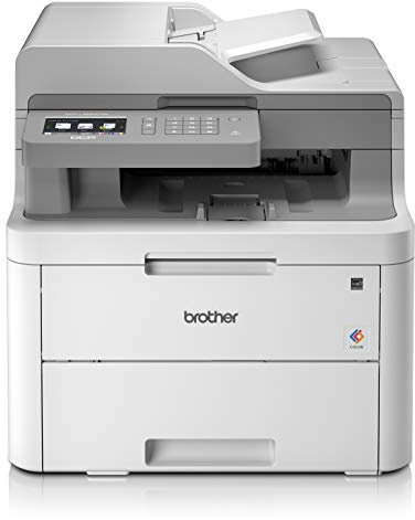 Brother DCPL3550CDW Farblaser-Multifunktionsgerät (LED, Farbe, WLAN, Dokumentenzuführung, automatischer beidseitiger Druck, italienische Version) weiß, 41 x 41 x 48 cm