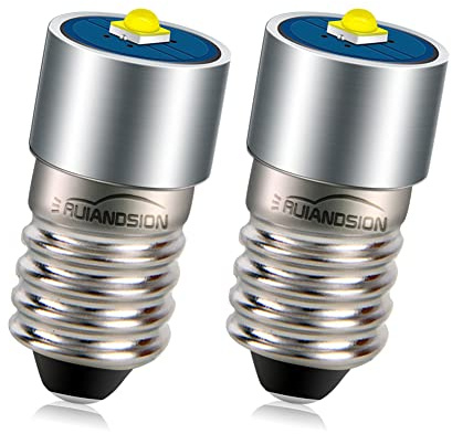 Ruiandsion 2 Stück 6-24V E10 LED Lampe 3W 2525 1SMDWeiße LED Ersatzlampe Upgrade für Scheinwerfer Taschenlampen Taschenlampe, unpolar