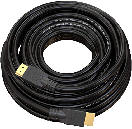 True HQ Cable HDMI de alta velocidad de 15 m con Ethernet ARC 3D | Diseñado en el Reino Unido | Full HD 1080P compatible con PS4 Xbox One Sky HD TV Laptop PC Monitor CCTV | Negro y chapado en oro