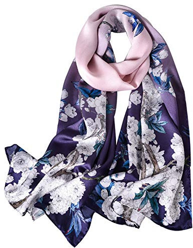 STORY OF SHANGHAI Seidenschal Damen 100% Seide, 20+ Bunte Luxuriöse Schals, Warm & Weich, als Stola Seidentuch Halstuch Pashmina - 53 * 170 cm Elegant Blumen 2