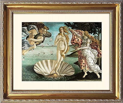artissimo, Grand-Masters, Kunstdruck in Barock-Rahmen gerahmt, 63x53cm, AG4678, Boticelli: Die Geburt der Venus, Bild mit Rahmen und Passepartout, Wandbild, Poster, Wanddekoration