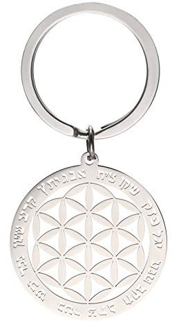 Cooltime - Portachiavi con ciondolo in acciaio inox, motivo mandala con fiore della vita, cerchio, Stile 5 (Argento) - 20191107