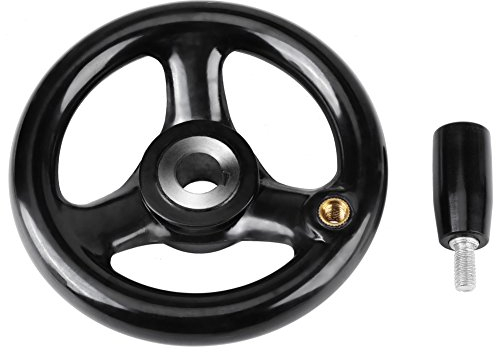 Broco 1 STÜCK handrad mit kurbel, handrad drehbank 12 mm Schwarz Runde 3 Speichenfräsen Handrad Bakelit Kunststoffisolierung Drehmaschine Handrad Rutschfeste für Fräsmaschine Werkzeug