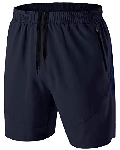Herren Sport Shorts Kurze Hose Schnell Trocknend Sporthose Leicht mit Reißverschlusstasche(Marine,EU-L/US-M)