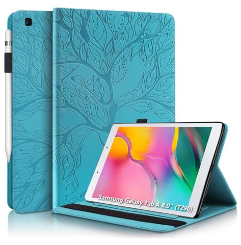 Aswant Funda Galaxy Tab A8 2019 8 pulgadas de piel PU con Tapa, Ranura para Tarjetas, Función Atril, Soporte para Bolígrafo Funda para Tablet Samsung Galaxy Tab A 8 2019 SM-T290/SM-T295 azul