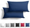 Alreya 2er-Set Mako Satin Kissenbezug 40 x 80 cm - 100% Baumwolle mit YKK Reißverschluss, Superweicher Kopfkissenbezug 40x80, Kissenhülle, Oeko-TEX® Standard Zertifiziert, Blau, nur Kissenbezug