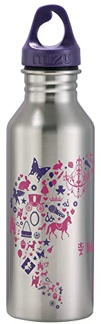 Step by Step Trinkflasche aus Edelstahl, lila/rosa, für kohlensäurehaltige Getränke, auslaufsicher mit Henkel-Schraubverschluss, Plastik- und BPA-frei, für Schule und Freizeit, Mädchen, 0,5 Liter