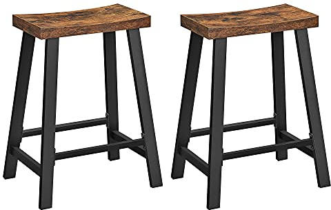 VASAGLE LBC074B01 Lot de 2 tabourets de Bar avec Assise incurvée, pour Cuisine, Salle à Manger, Bureau, Design Industriel, 46,2 x 33 x 60 cm, Noir vintageun