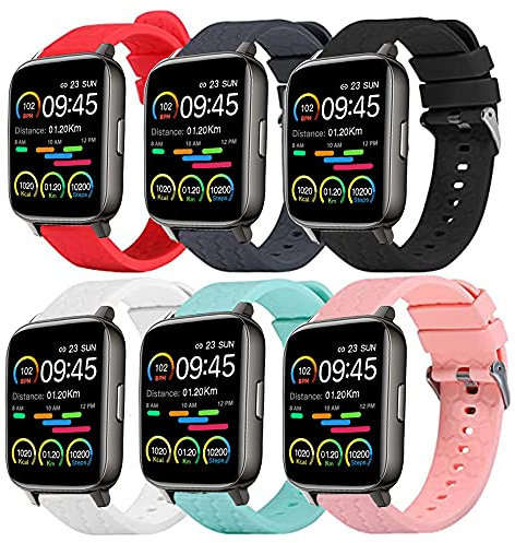RuenTech Brazalete para MuGo/KALINCO/CanMixs/HAFURY smartwatch, Correa de Accesorios de Reloj Inteligente para P22 Model, Bandas de Silicona 20MM,6 Colors