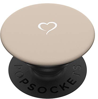 Handgezeichnetes Herz, minimalistisch, Liebe, Sandbeige PopSockets Klebender PopGrip