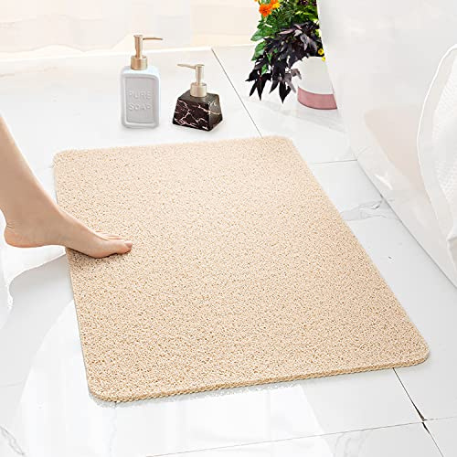 Duschmatte rutschfest, Weich Komfort Sicherheits Badewannenmatte mit Ablauflöchern, PVC-Luffa Massage Duschmatten für Nassbereiche, Schnell trocknend (Beige, 40x 60 cm)