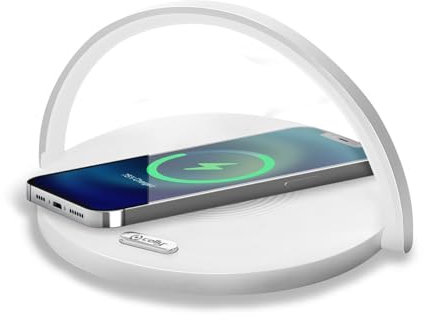 Celly, Lampada LED Con Caricatore Wireless Integrato 15W, Stazione di Ricarica per Cellulari dal Design Moderno e Minimal, Compatibile con Smartphone e Tablet