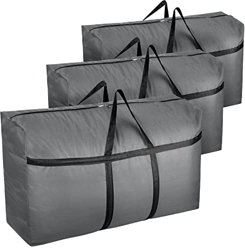 wsryx Aufbewahrungsboxen für Unterbett, 180 l, mit Reißverschlüssen, dicker, 600D-Oxford-Garten, wasserdicht, für Kleidung, Bettdecke, Weihnachtsdekoration, 39,4 x 23,6 x 29,8 cm, 3 Stück