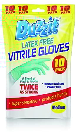Duzzit Vitrile Gloves, Medium, 10 Pack