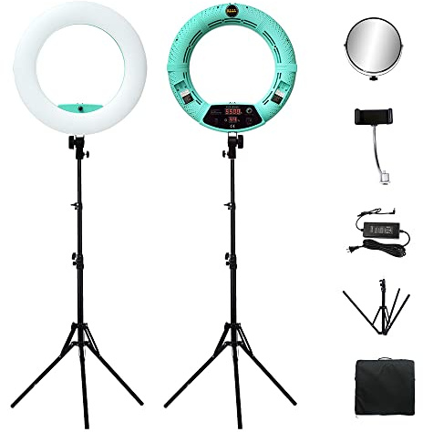 Yidoblo Digitaler Bildschirm LED Ringleuchte Licht Set:18 Zoll 96W Dimmbare LED-Ringlicht Lampenstativ für YouTube Vine Self-Porträt der Videoaufnahme(grün)