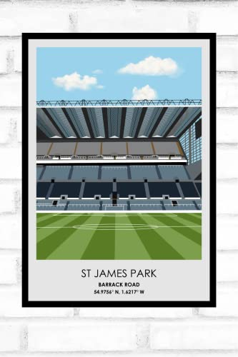 Hewson's Gifts Newcastle United Fußballstadion-Druck, Geschenk für Fußball-Fans, Geschenk für Vater, Bruder, Sohn, Stadiondruck, Geschenk (Newcastle United A4-Größe (St James Park))
