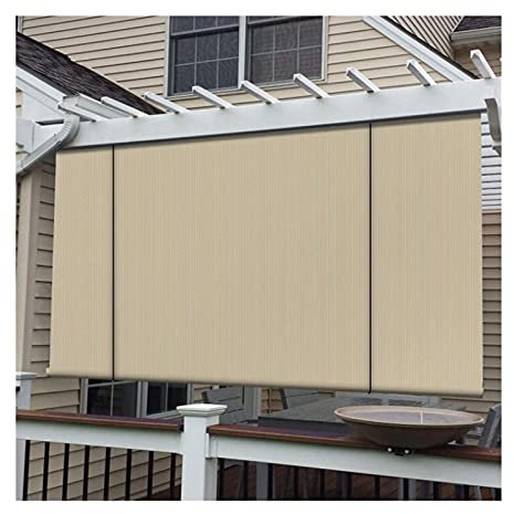 XXIOJUN Äußeres Rollo Jalousien, Lichtfilterung Sichtschutz-Terrassen-Sonnenschutz-Rollo Für Veranda, Pavillon, Balkon, Pergola (Farbe : Beige, Größe : 1.5x3m)