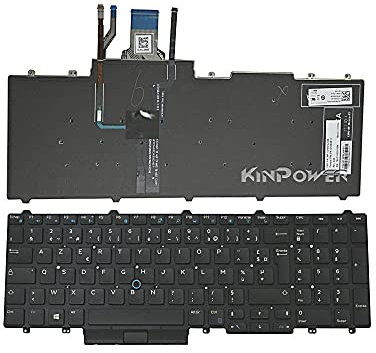 KINPOWER Clavier Azerty Français Compatible avec Dell Precision 7510 7520 7530 7540 Rétroéclairage