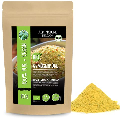 Alpi Nature Miscela di Condimento per Brodo Vegetale BIO 100g, Sale per Condire Zuppe, Mix di Spezie