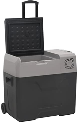 vidaXL Kühlbox mit Rollen und Adapter Schwarz & Grau 40 L Polypropylen