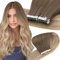 Easyouth Tape in Extension Echthaar Balayage Haar Extensions Tape Echthaar Farbe Aschbraun Mix Platinblond und Aschblond 50 cm 50g Glue in Haar Extensions EchthaAR #8/60/18