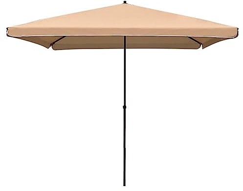 NOIRDA Rechteckiger Sonnenschirm, Gartenschirm, 1,8 M X 2 M, 2 M X 2 M,wasserdichter Terrassenschirm Für Den Außenbereich Mit UV-Schutzdach, Höhenverstellbar, Khaki(2mx2m/6.5ftx6.5ft)