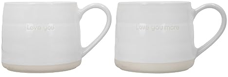 MIKASA Stoneware 2pc 380ml Cosy Mugs, 'I Love You', Gift Boxed