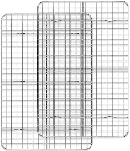 Kühlgitter zum Backen, 2er-Pack, 38,1 x 25,4 cm, Backrost aus Edelstahldraht, passend für Gelee-Rollblechpfanne, ofenfest zum Kochen, Braten, Grillen