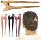 SWTHM Set di 4 forcine per capelli in legno vintage, a forma di gatto o a mezzaluna, per donne e ragazze