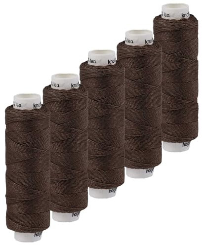 5x50m Leinen Garn Leinenzwirn Flachs Nähfaden robust strapazierfähig Farbwahl, Farbe:dunkelbraun