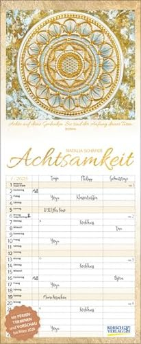 Timer für 2 Achtsamkeit - Familienplaner 2025 für 2 Personen - Korsch-Verlag - Kalender mit 3 Spalten zum Eintragen - 19 cm x 46 cm