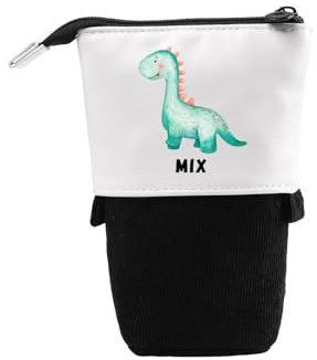 Personalisierte Federmäppchen Legami Teleskopisch Stifte Mäppchen Dinosaurier Mäppchen Geschenke Für Junge Kinder Jungen Standmäppchen Mit Name Federtasche Reißverschluss Boy Stifteköche (Schwarz)