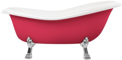 Casa Padrino Jugendstil Badewanne Rot/Weiß/Silber 168 cm - Freistehende Retro Stil Badewanne