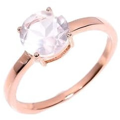 Bague solitaire pour femme en argent sterling 925, bague de fiançailles délicate avec pierre de quartz rose naturelle de style vintage, bague en pierre à taille ronde R-183-24-P